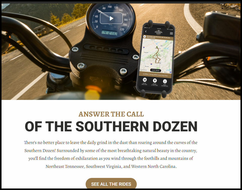 Johnson city tourism app for motorcyclists
